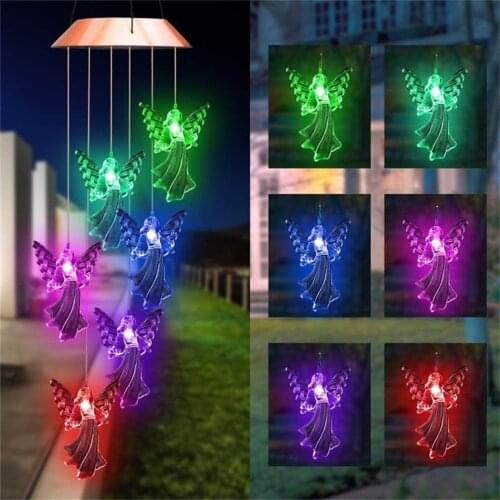 Solar Guardians Angel Wind Chime Light Spinners Spiral String Hanging Garden Decoration Outdoor Бабочки Для Декора