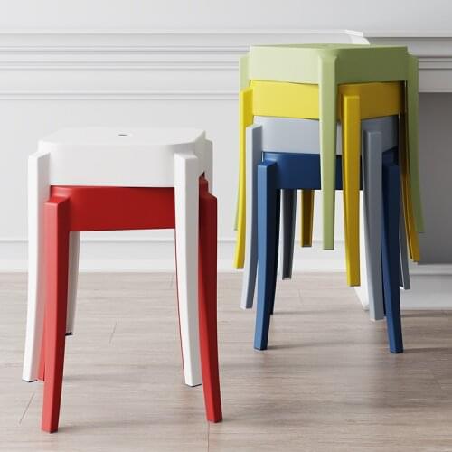 Dining Chairs Household Kitchen Dining High Stool Can Be Stacked Childrens Chair Simple Modern Four Legged Plastic Small Stool