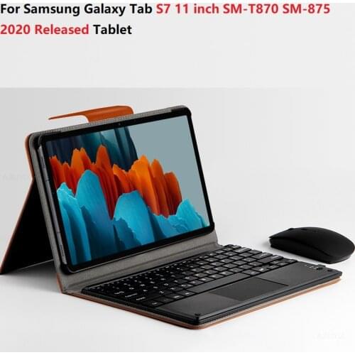 T870 Cover For Samsung Galaxy Tab S7 11 SM-T870 SM-T875 Tablet case Leather stand funda with Wireless Bluetooth keyboard + Film