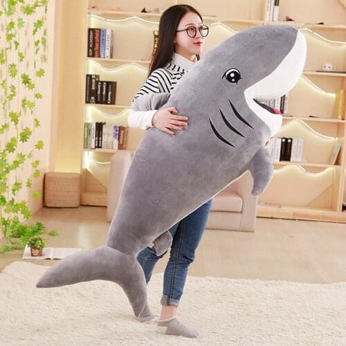 50-120cm Funny Kawaii Shark Plush Toy Stuffed Soft Appease Cushion Gift For Children Girls Animal Reading Pillow Baby Gift