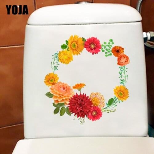 YOJA 22.6X23.6CM Colorful Cartoon Wreath Home Decor Living Room Wall Stickers Toilet Decal T1-1808