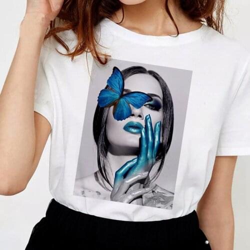 T-shirts Womens Sexy Flower Beauty Printing T Shirt Top Harajuku Aesthetic Tshirt Summer Fashion Lady Short Sleeve Casual Tee