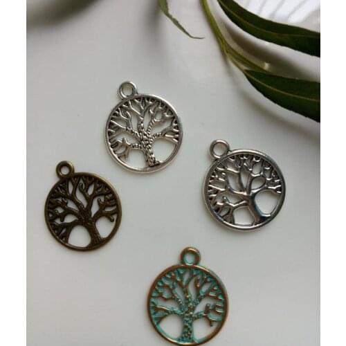 10pcsDIY fashion Vintage charm bracelet gifts round life Tree float charms Bracelets necklace KeyChains diy jewelryy Accessories