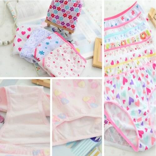 10pcs/Lot Cotton Kids Underwear Panties Girls Baby Underpants Briefs Mixed Color 2-12Years
