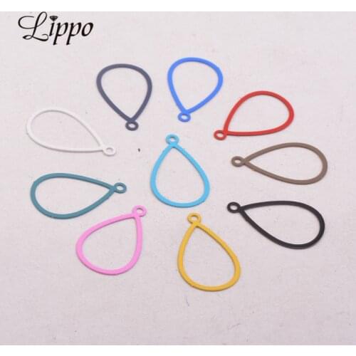 100pcs AC10570 11*19mm OL Style Samll Hollow Water Drop Charm Black Navy Blue Brown Pink Yellow Pendant