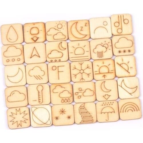20Pcs 12x13mm Mixed Weather Pattern Natural Wood Slices Crafts Supplies Handmade Scrapbooking DIY Home Decor Wooden Ornament