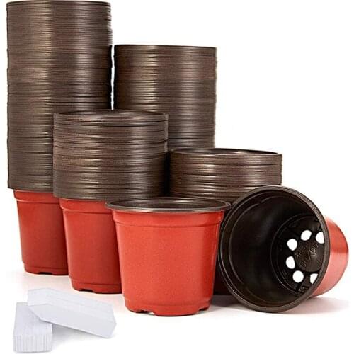 200 Packs of 4-Inch Plastic Plant Nursery Pots with 200 Plant Labels, Seedling Flower Containers