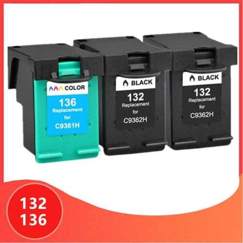 3Pack for hp 132 136 Ink Cartridge For HP132 for hp136 Photosmart 2573 C3183 1513 Officejet 6213 5443 D4163 pcs1513 Printer