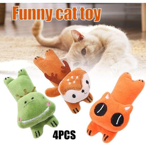 4PCS Plush Catnip Toys with Cute Animal Shape Soft Absorption Durable Long Lasting Contains Catnip for Cat Supplies JDH88