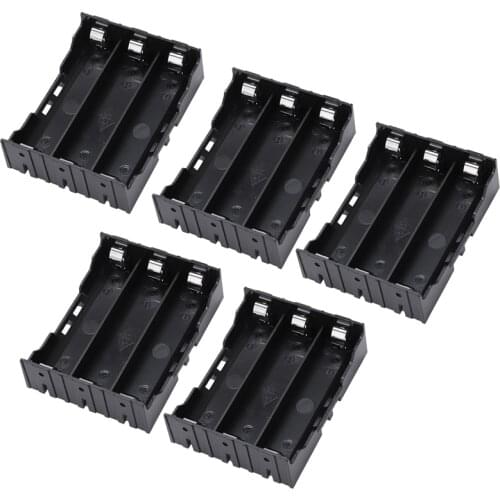 5 Pcs Black Plastic 3 x 3.7V 18650 Batteries 6 Pin Battery Holder Case
