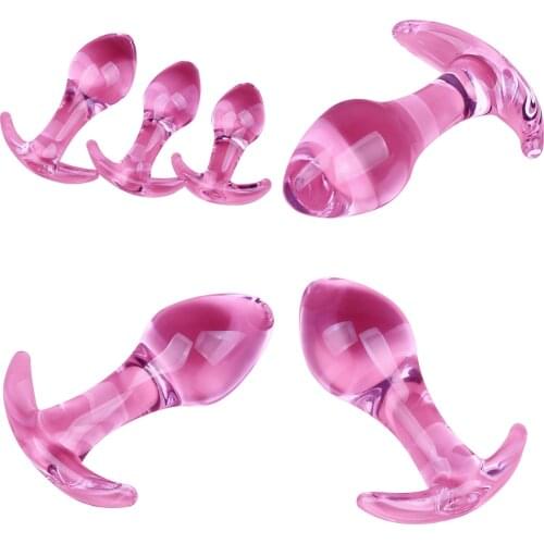 6 Style Pink Crystal Anal Plugs Glass Bead Butt Plug Anus Dilator Glass Anal Balls 3 Sizes Female Masturbation Anal Sex Toys