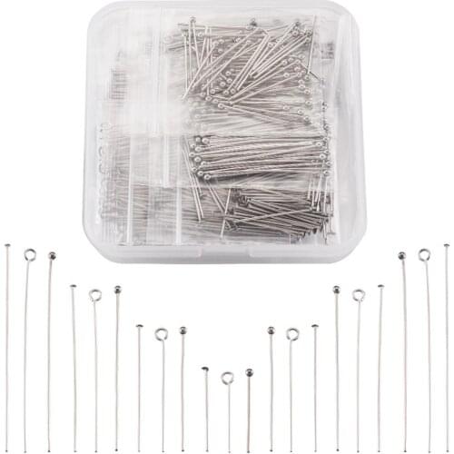 720pcs/box 304 Stainless Steel Eye Pins,Head pins and Ball Head pins Findings For DIY Jewelry Making Jewelry Accessories