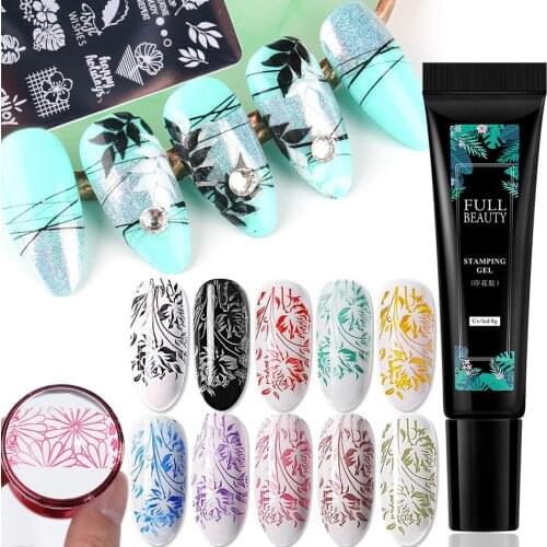 8ml Nail Stamping Polish Gel Black White Gold Silver Printing Varnish Drawing Plate Stamp Glue Nail Decoration Treatments SA1793