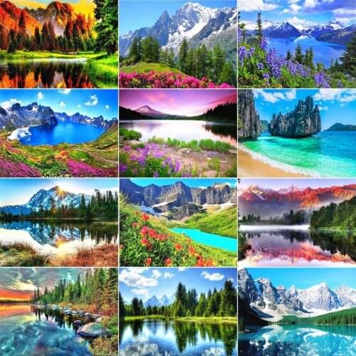 GATYZTORY diamond painting scenery Diamond mosaic mountain landscape Diamond embroidery Cross stitch kits home decor