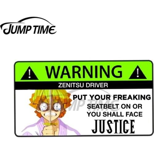 JumpTime 13 x 6.6cm Zenitsu Driver Anime Car Warning Vinyl Decal Car Decal Exterior Sticker Window Wiper Decals Rear Car Styling