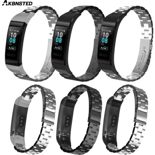 AKBNSTED Stainless Steel Band For Huawei Band 3 Strap Watch Wristband Metal Strap For Huawei Band 3 Pro Replacement Accessories