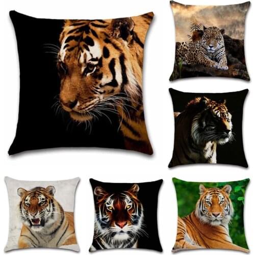 King of forest animals Tiger lion printed Cushion Cover Decoration Home sofa chair seat kids room gift friend present pillowcase