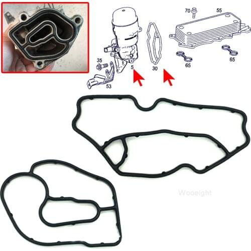 Wooeight 2Pcs Black Rubber Oil Filter Housing Gasket Fit for Mercedes Benz ML320 ML350 R320 Dodge Sprinter 6421840080 6421801410