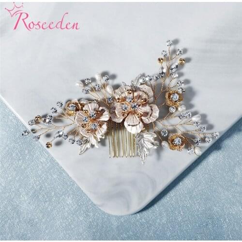 Flower Rhinestone Women Bride Hair Comb Hair Clip Brides Bridesmaid Wedding Hair Accessories RE3930