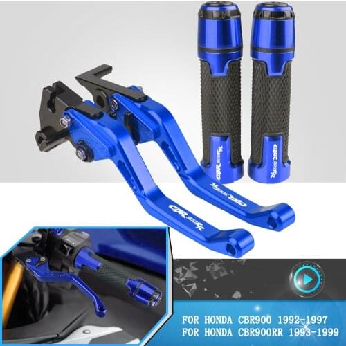 For Honda CBR900 CBR900RR CBR 900 RR 1993 1994 95 1996 1997 1998 1999Motorcycle Adjustable Brake Clutch Levers+Grips Accessories