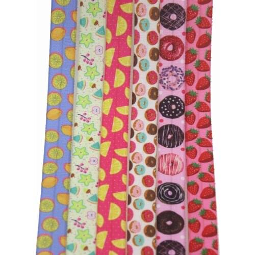 DHK 5/8'' 5yards cupcake fruits donuts printed Fold Elastic FOE stretch ribbon hairbow headwear headband DIY OEM C1850
