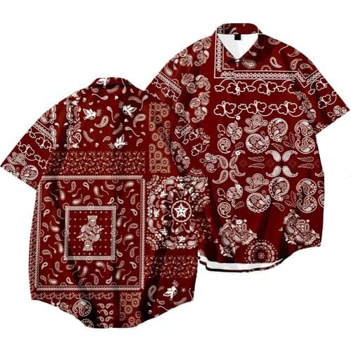 Paisley Cashew Flower Printed Hawaiian Short Sleeve Shirts Summer Hip Hop Camicias Streetwear Harajuku Blouses Oversized 6XL