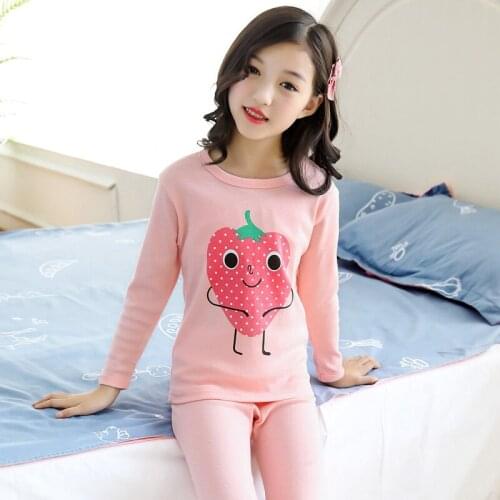 H5661 Girls Warm Pajamas Spring Autumn Nightwear Home Clothing Women Cotton Long Sleeve Round Collar Cartoon Sleepwear Homewear