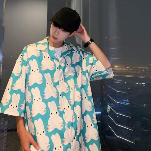 Kawaii Button Up Hawaiian Cardigan Blouse for Men Women Shirt Harajuku Tops Summer Clothes Cute Clothing Korean Fashion 2021