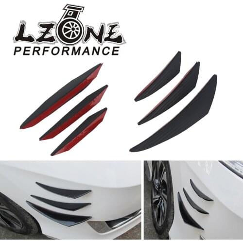LZONE - 6pcs/set Universal Fit Front Bumper Lip Diffuser Splitter Fins Body Spoiler Canards Valence Chin Car Tuning Canard SFB05