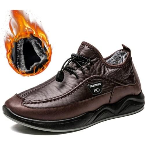 Misalwa Spring/ Winter Plush Men PU Sneakers Anti-skid Warm Soft Mens Loafers Keep Warm Outdoor Low Top Boots Lightweight Shoes