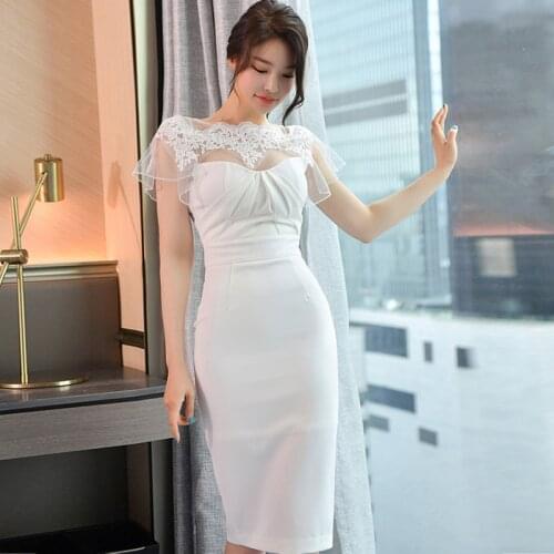 Fashion Korean Vintage Short Sleeve Midi Party Dress Ladies OL Elegant Sexy O-Neck Mesh Patchwork Folds Bodycon Pencil Dress