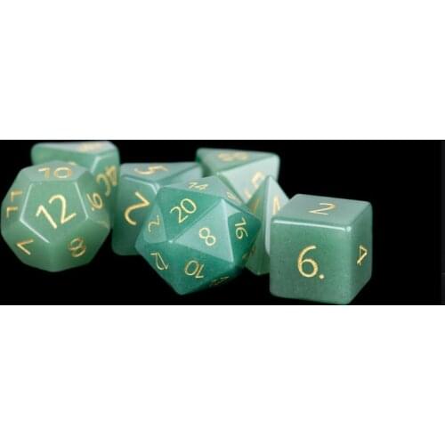 Natural Green Aventurine Dice Set Gemstone Handmade Engrave Polyhedral Dice For DND RPG Board Table GamesDIY Crafts Collection