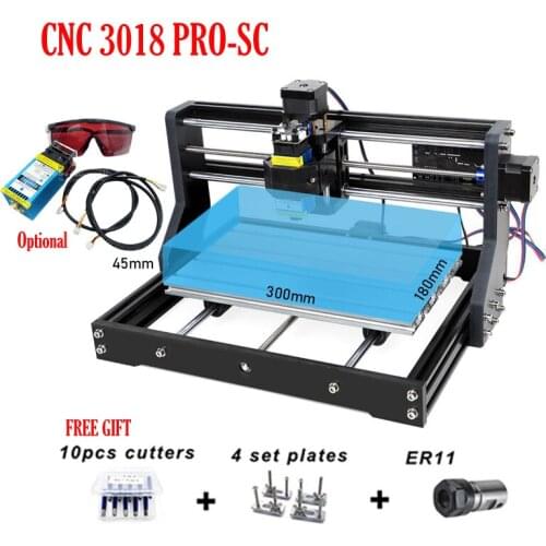 Mini CNC 3018 PRO-SC Desktop Laser Engraving Machine PCB Milling Wood Carving Machine with GRBL Control Chuck ER11