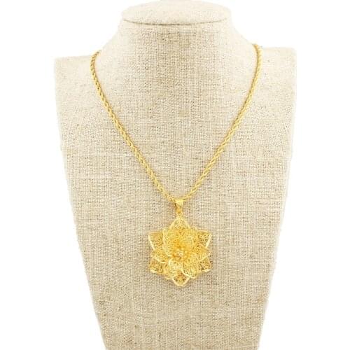 New Flower Desigh Pendants Gold Color Pendant & Necklace Fashion Jewelry Slide Pendants For Women Girls Best Gifts