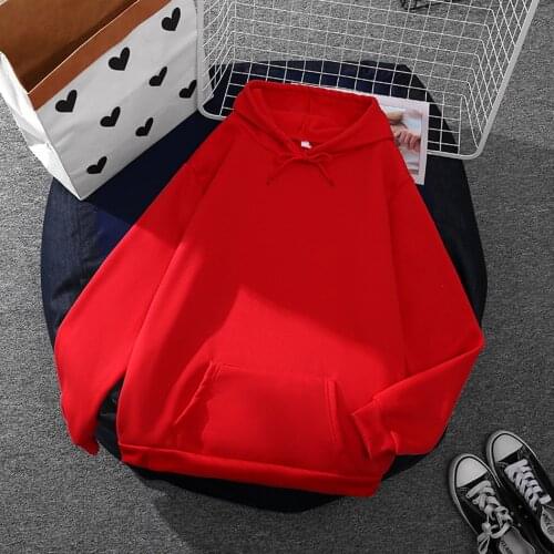 Solid Color Long Sleeve Hoodies Women Casual Loose Hooded Sweatshirt Pocket Streetwear Female Hoodies Sudaderas Con Capucha