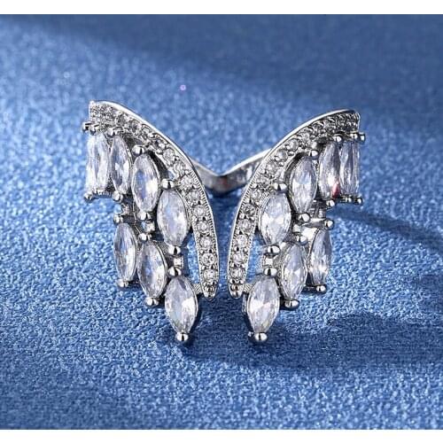 Wholesale YaYI Jewelry Fashion Princess Cut AAA+ White Cubic Zirconia Silver Color Engagement Wedding Party Adjustable Rings