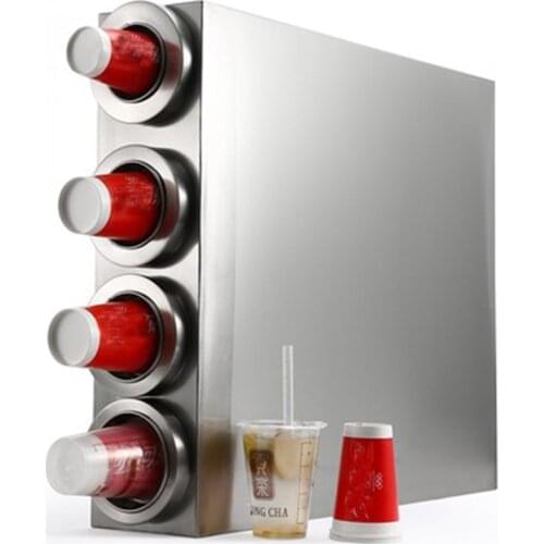 Paper Cup Dispenser Stainless Steel Plastic Cup Holder With 4 Holes for Coffee/ Cola Cup Remover