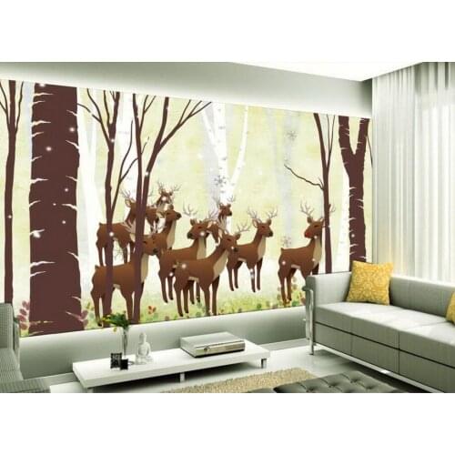 Custom children wallpaper,Woods and deer,3D cartoon paradise for childrens room bedroom backdrop waterproof wallpaper