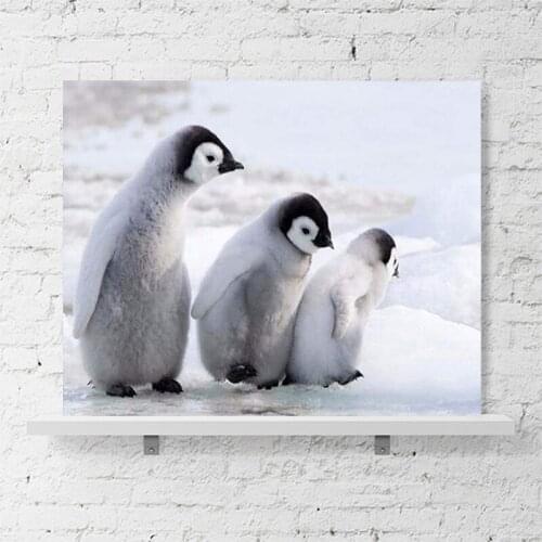 Simple modern marine world penguin corridor porch decorative painting small penguin mural DIY painting by digital art painting
