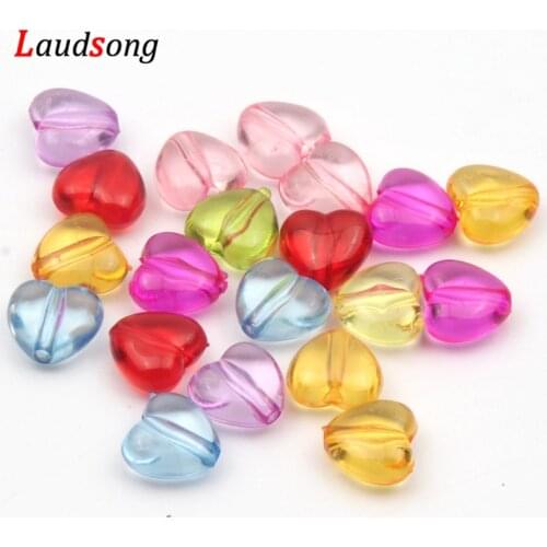 Multicolor Transparent Love Heart Beads Acrylic Spacer Loose Beads For Jewelry Making Necklace Bracelet Diy