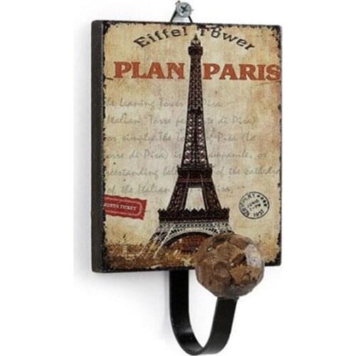 Retro European Cafe Bar Decor Wooden Clothes Towel Hanger Hook Wall Mounted