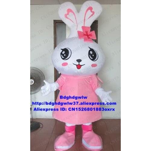 Pink Easter Bunny Osterhase Rabbit Hare Mascot Costume Adult Cartoon Character Exhibition Exposition New Year Party zx1384