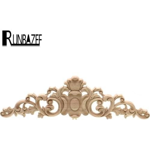 RUNBAZEF European Wood Carved Wood Lintel Wood Applique Film Decal Background Flower Home Decoration Accessories Artesanato