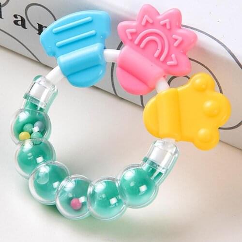 Lovely Silicone Beads Baby Teether Toys Hand Hold Teething Beads Toys Newborn Baby 0- 12 Months Teether Toys Gifts
