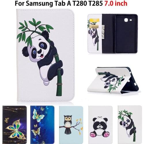 2016 Tab a6 7.0 Case For Samsung Galaxy Tab A 7.0 T280 T285 SM-T285 Smart Case Cover Cute Panda children Tablet PU Leather Funda