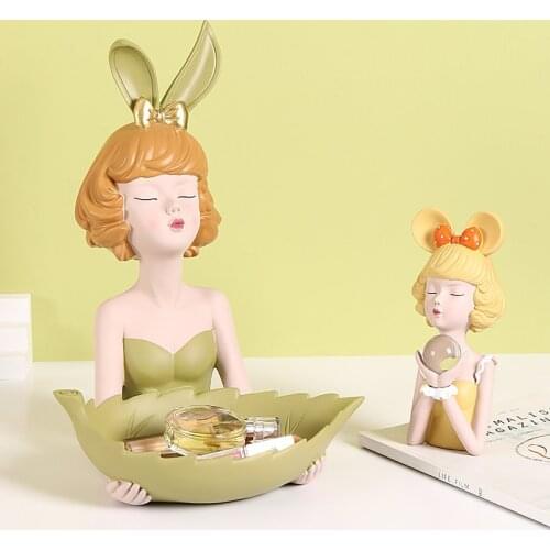 Modern Home Decoration Accessories Fruit Tray Girl Sculpture Ornaments Storage Basin Furnishings Household Table Crafts Decor