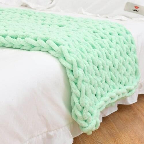 Thick Yarn Knitted Sofa Blanket Winter Blanket Direct Sales Large Soft Handmade Chenille Knitted Blanket