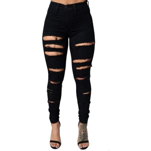 Street wear womens skinny jeans womens fashion ripped harajuku aesthetic pants High-waisted denim 90s jeans