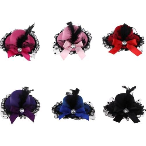 Vintage Bow-knot Cap Wide-Brim Top Hat For 1/3 BJD Dolls lace up hat for girls Doll Clothes Accessories Pink Red Black