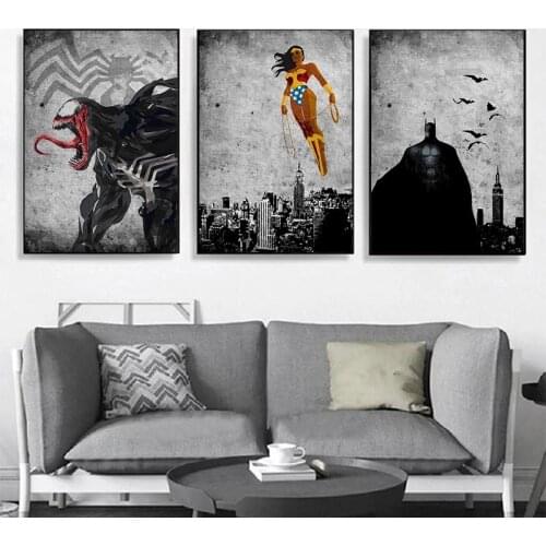 Marvel Vintage Avengers Movie Canvas Poster Superhero Venom Print Canvas Painting Wall Art for Living Room Home Decoration